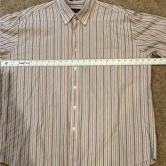Men’s Alan Flusser red, blue thin pinstripe button  down shirt Size XL, nice - Picture 13 of 13